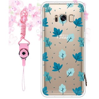 Note5/Note8/Note9/Note10/S7/s8/s9/s10/plus 藍色小葉子空壓殼防摔殼 三星手機殼