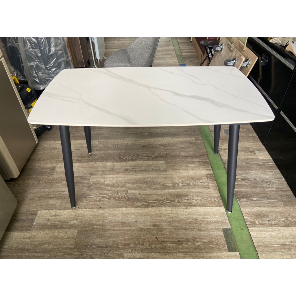 吉田二手傢俱❤全新白色岩板餐桌 商業桌 咖啡桌 洽談桌 會議桌 工作桌 吃飯桌 4尺 6尺