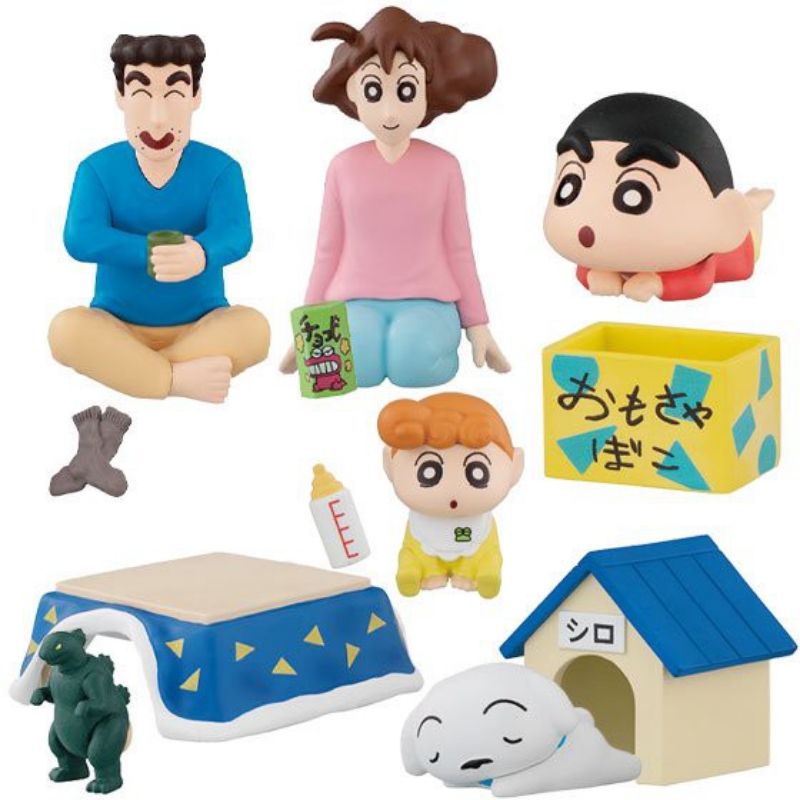 BANDAI 蠟筆小新野原一家團聚組 蠟筆小新 野源一家 野原新之助 小葵 美冴 公仔 扭蛋 廣志 轉蛋 盒玩