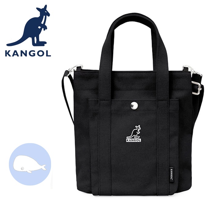 【小鯨魚包包館】KANGOL 英國袋鼠 側背包 斜背包 手提包 61551710 黑色 米白