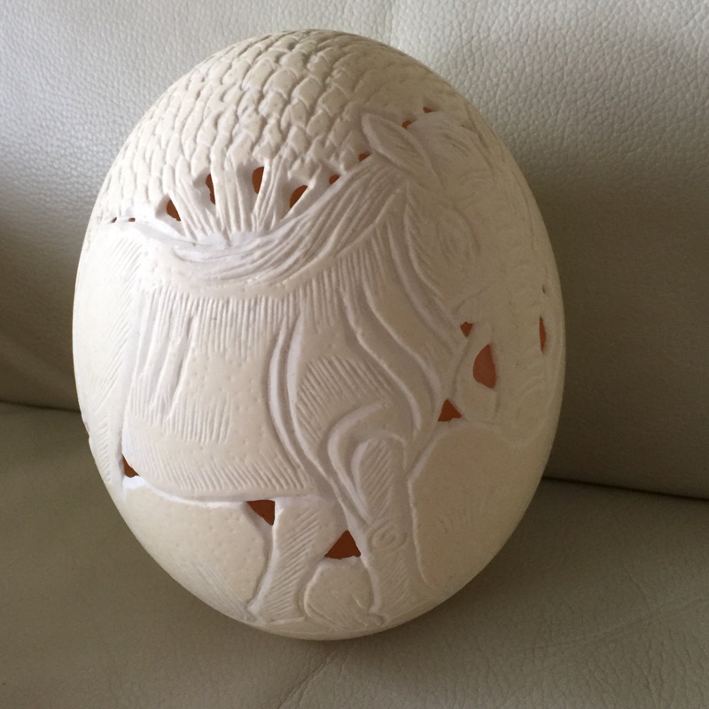 南非手工雕刻鴕鳥蛋 藝術裝飾