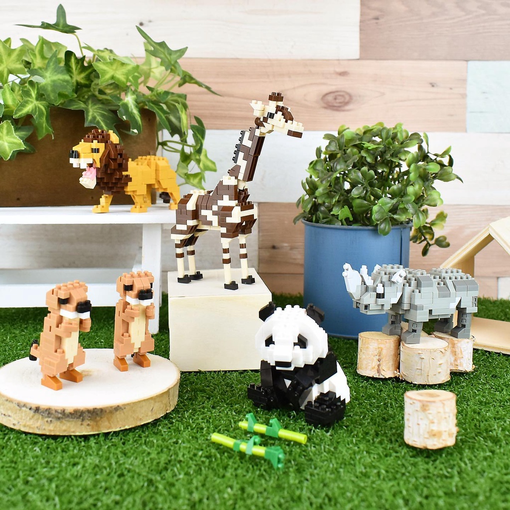 Nanoblock 迷你積木 野生動物系列 NBC_326 獅子 草原犬鼠 非洲草原象 NBC_327長頸鹿 大熊貓