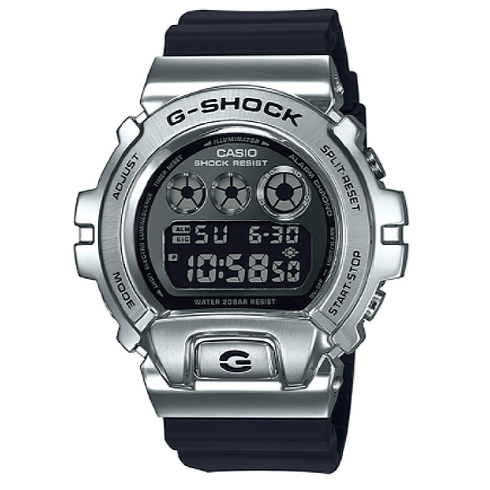 【CASIO】卡西歐 G-SHOCK 重搖滾 全不鏽鋼錶圈 閃動響報 銀 GM-6900-1 原廠公司貨【關注折扣】