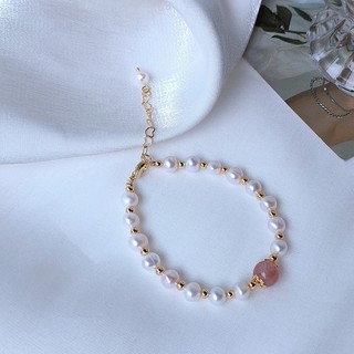▪NANA▪Y37 日韓流行時尚 輕奢氣質 天然珍珠 草莓晶 唯美人氣加分 手鍊 手環 珍珠手鍊