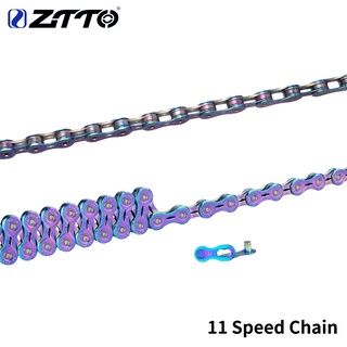 Ztto 11 速 MTB 鏈條 11 秒彩色公路自行車超輕耐用缺失鍊節彩虹鏈適用於山地自行車 M7000 GX