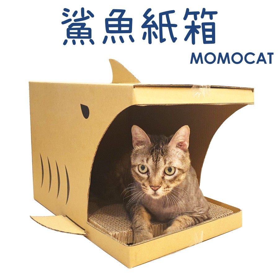 現貨【鯊魚紙箱】只要你買的東西裝得進去，就可以用鯊魚紙箱當外箱寄出，回收利用做成紙箱貓屋【MOMOCAT摸摸貓】VB11