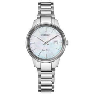 CITIZEN星辰錶 EW2591-82D 現代簡約光動能腕錶/ 白蝶貝面 29mm