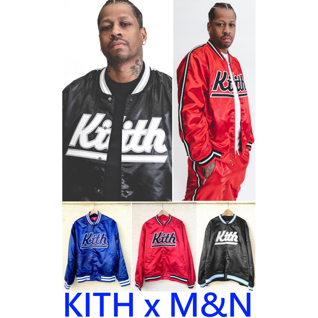 BLACK艾佛森著！近全新KITH x Mitchell&amp;Ness x Allen刺繡Iverson貼布M&amp;N棒球外套