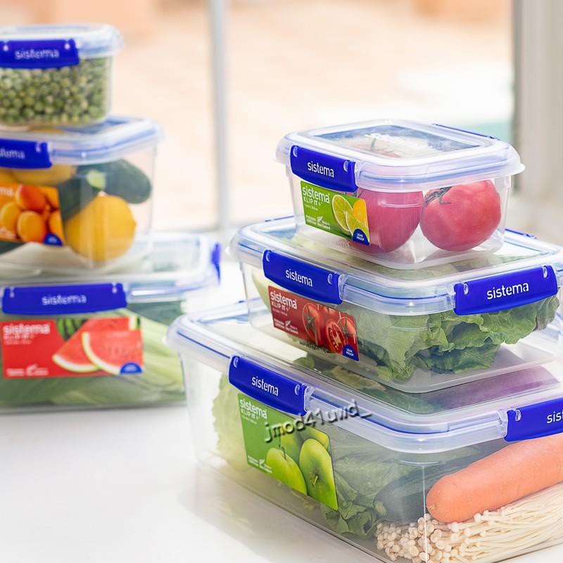 欣怡㉿sistema KlipIt矩形保鮮盒透明密封塑料食品冰箱保鮮儲藏盒可微波