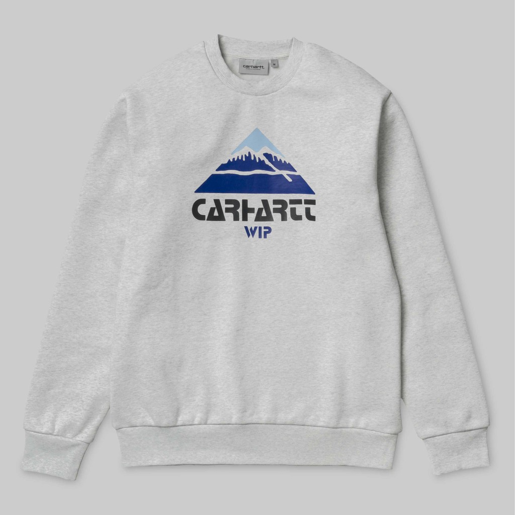 換季出清 全新Carhartt WIP  Mountain Sweat  雪山Logo 長袖 大學 T恤 淺灰 內裡刷毛