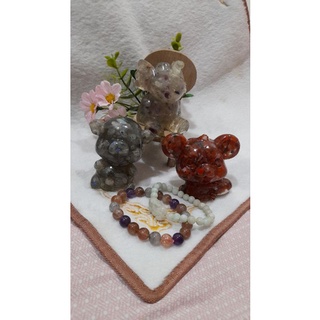 💖鳳姐小舖💖#天然水晶碎石 滴膠 擺件#大象、小豬、熊#滴膠擺飾 擺件 消磁 聖誕節禮物