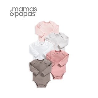Mamas & Papas 玫瑰拿鐵-長袖包屁衣5件組(5種尺寸可選) 新生兒 包屁衣