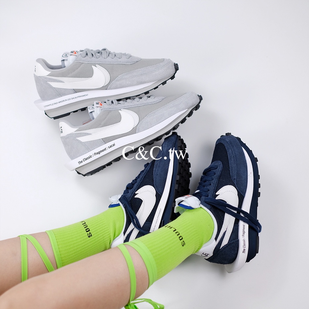 【C&amp;C】Fragment Sacai Nike LDWaffle 藤原浩 閃電 藍 灰 DH2684-400 001