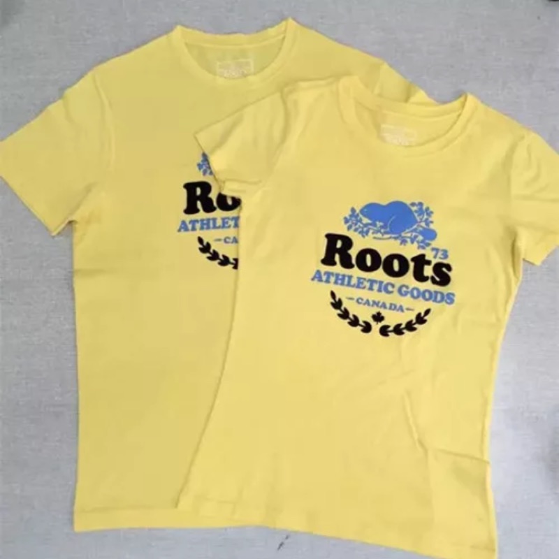 Roots 情侶款黃色logo 短T