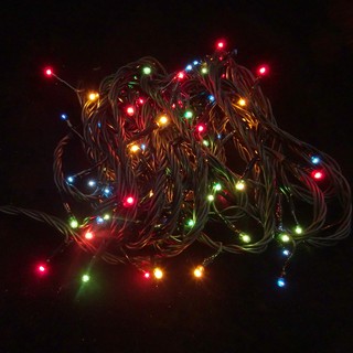 聖誕佈置燈串 100燈米炮-彩色黑線