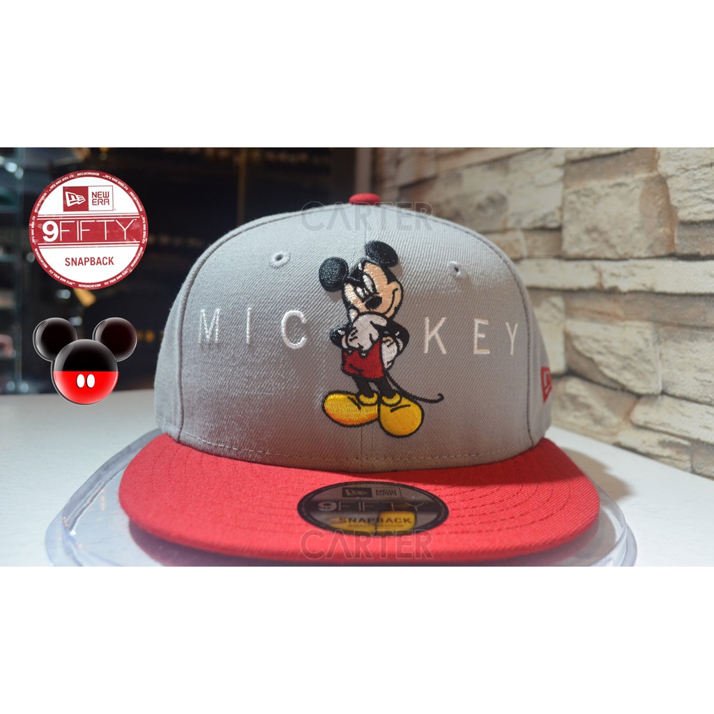 New Era Disney Mickey Mouse Gray/Red Snapback 淺灰紅帽簷米老鼠可調帽