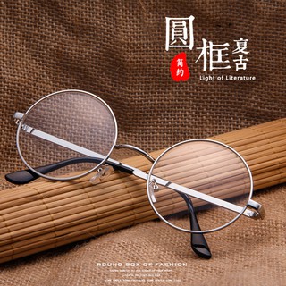 新款時尚圓形金屬框透明鏡片眼鏡學生 Ulzzang 眼鏡