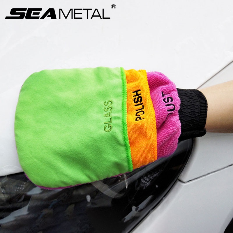 Seametal 3in1 多功能汽車手套超細纖維汽車蠟手套汽車車身清潔洗車打蠟拋光