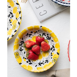 【Lily35 Home】手繪水果瓷盤 餐盤 深盤 甜點盤 水果盤 點心盤 結婚禮物 盤子 圓盤 餐具 碗盤器皿