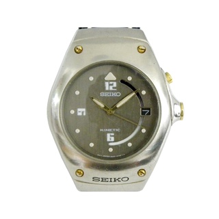 [專業模型] 動能錶 [SEIKO S3740] 精工圓型時尚人動電能錶[灰色面+日期]時尚/商務/軍錶
