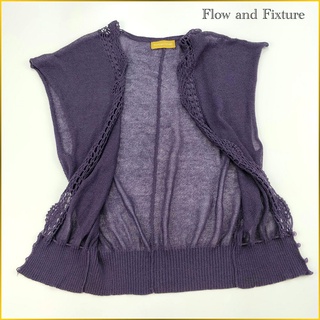 日本二手衣✈️FLOW and FIXTURE 針織外套 小罩衫外套 深紫色 針織衫 日本女罩衫外套 M號 A0167F