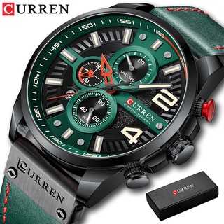 Curren 男士手錶頂級奢華品牌防水運動手錶計時碼表石英軍事皮革錶 8393B
