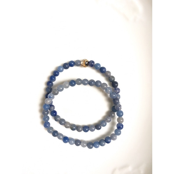 天然水晶 2條一起 藍東菱玉 配鈦晶 手串 手鍊 散珠 圓珠 擋珠 水晶手珠 DIY材料
