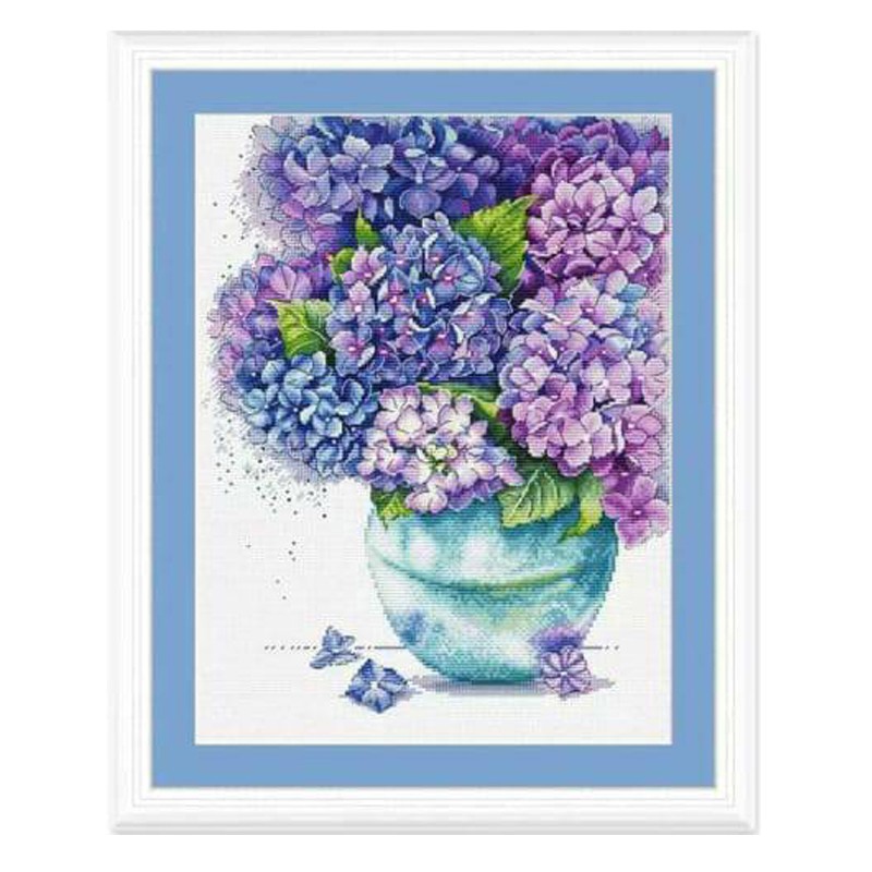 金系列流行的計數十字繡套件繡球花束水色aquarelle 紅色紫色藍色花朵花朵 蝦皮購物