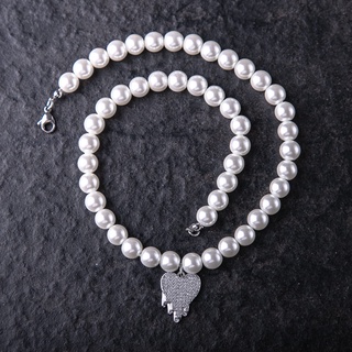 8MM MELT HEART PEARL CHAIN 嘻哈項鍊 項鍊 珍珠項鍊 滿鑽 嘻哈