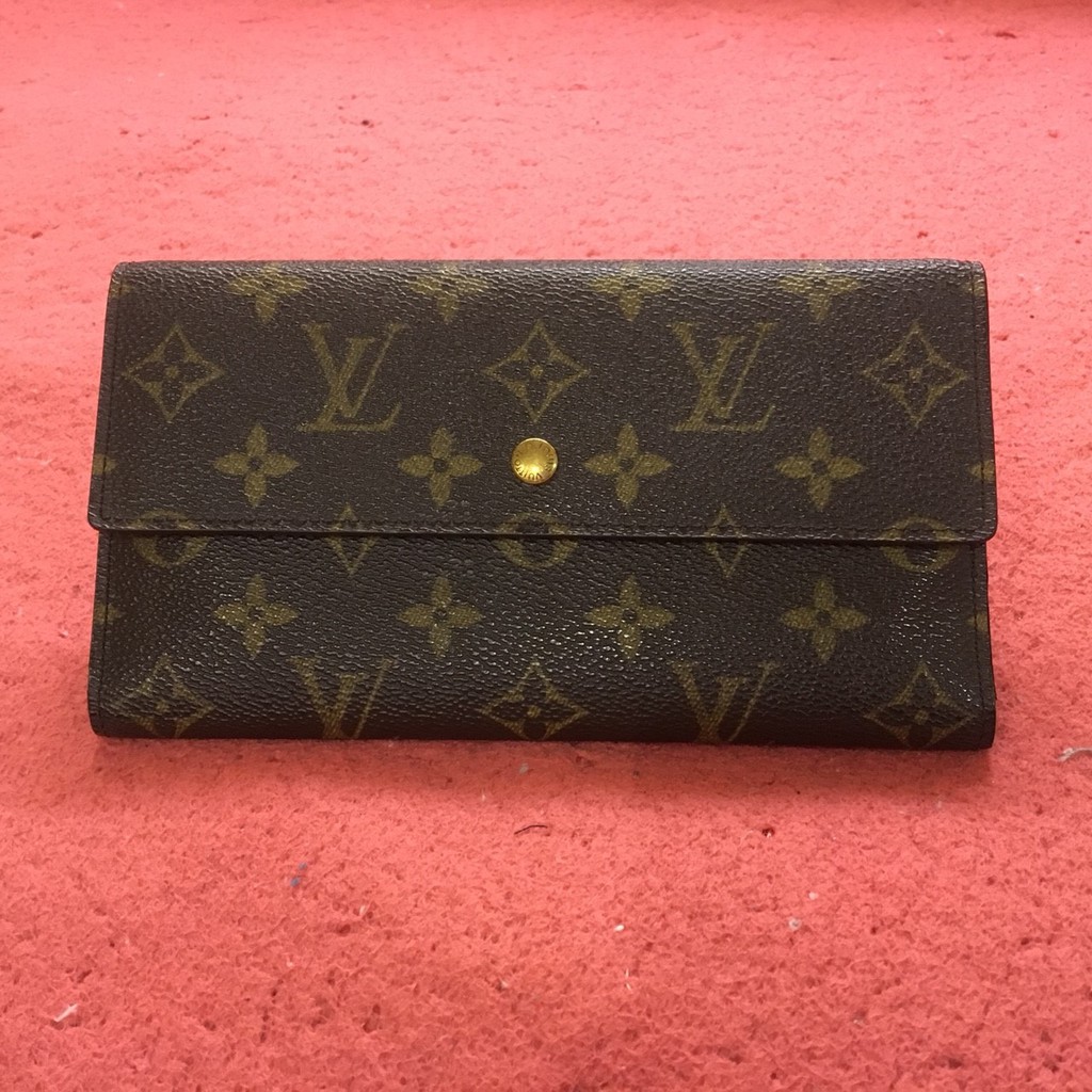 二手  LOUIS VUITTON LV 原花 長夾 皮夾 三摺 扣式 咖啡色 正品+二手 Chloe 深藍色 鎖頭包