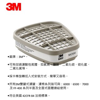 3M 6002酸性氣體濾毒罐 呼吸防護 防毒面具 濾罐 2入/包《JUN EASY》