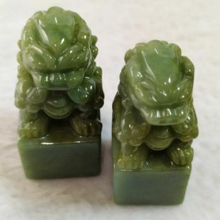 🦁避邪納吉🦁天然緬甸玉 A貨翡翠-茶黃 立體精雕 玉獅 印章/印材 小擺件 一對【92jade 遇見善緣】現貨特惠