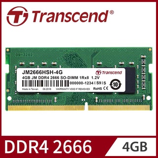 全新 Transcend 創見 4GB JetRam DDR4 2666 筆記型記憶體 終保