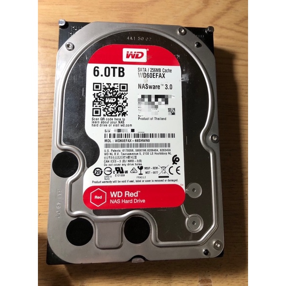 WD【紅標】(WD60EFAX) 6TB/7200轉/256MB/3.5吋