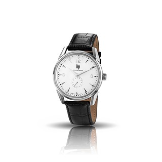 【lip】Dauphine時尚質白面皮革石英腕錶-黑銀款/671240/台灣總代理公司貨享兩年保固