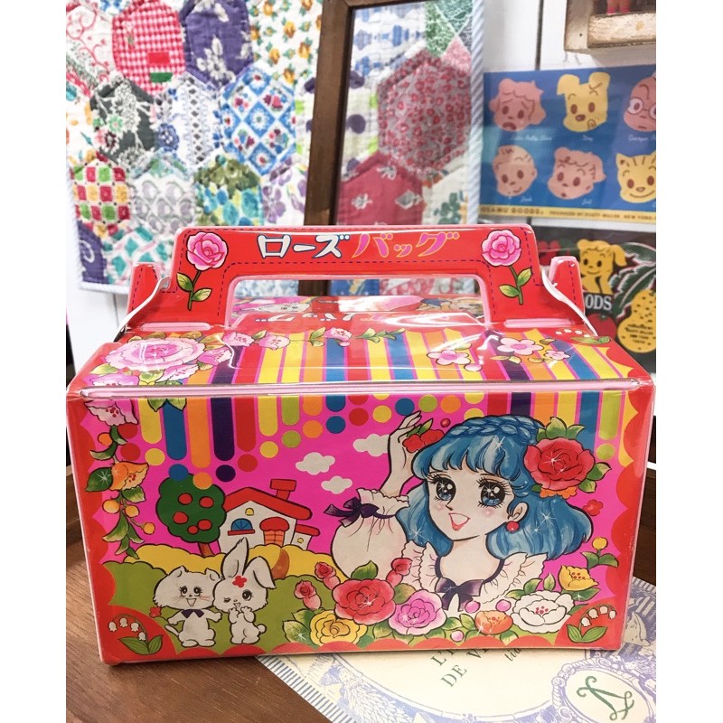 日本製 絕版 昭和老玩具 雙正面古董少女圖案 飾品收納盒 小甜甜 少女漫畫 乙女 夢幻少女  復古漫畫風 拍照道具 女孩
