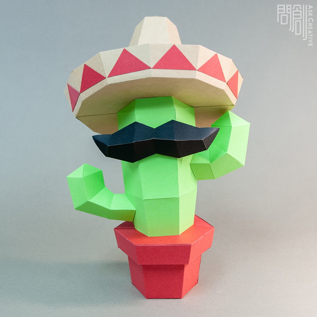 問創設計 DIY手作3D紙模型 禮物 擺飾 環遊世界系列 - 墨西哥仙人掌