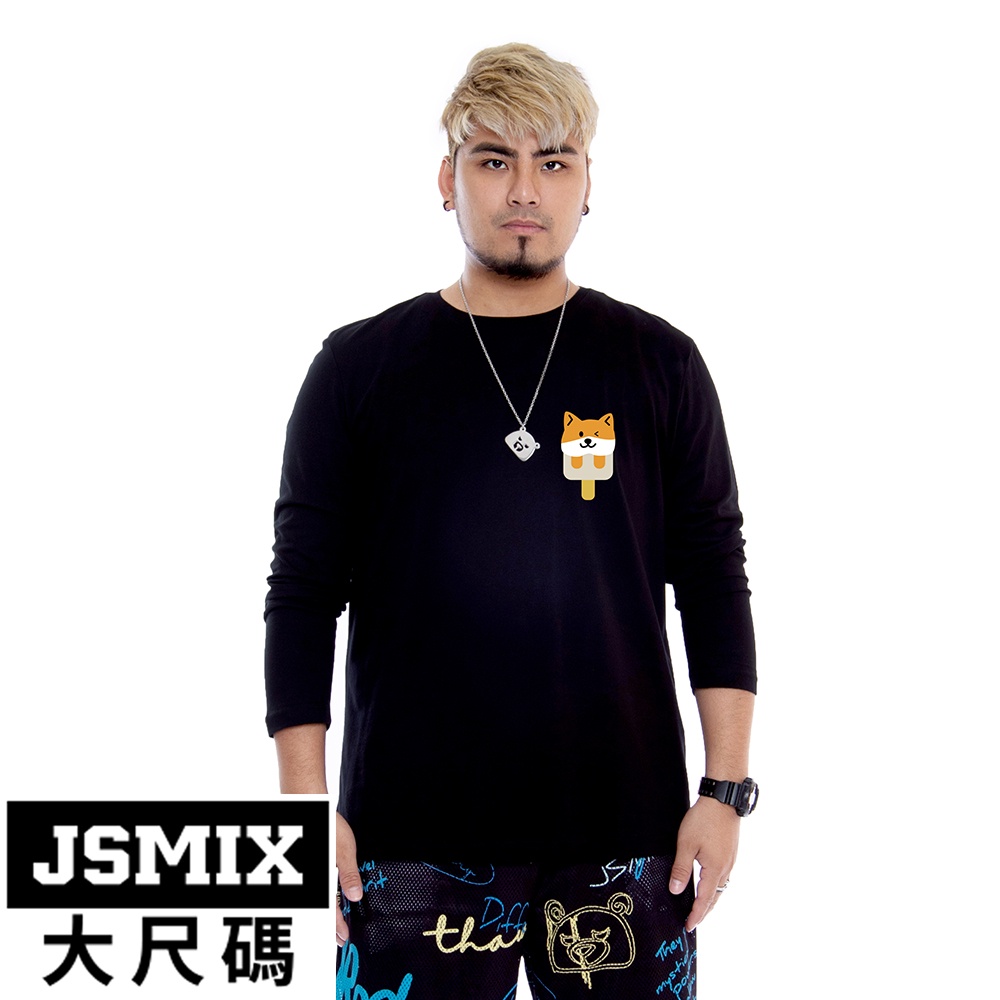 JSMIX大尺碼服飾-大尺碼柴犬冰棒印花長袖T恤(共2色)【T13JT6788】