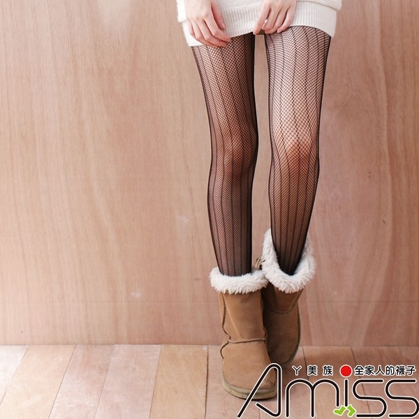 【Amiss】日系造型網褲襪-條紋-A123-1