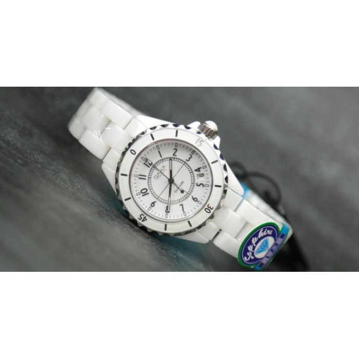 時尚主流名媛必備,白陶瓷石英錶,類 J12限量款,sapphire藍寶石水晶錶鏡 OMAX