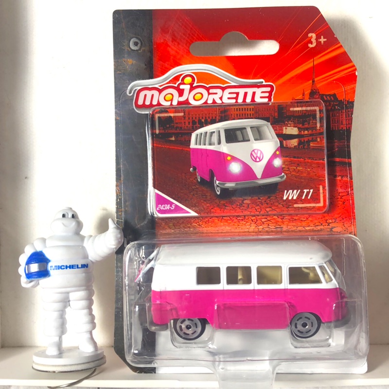 ☆美捷輪Majorette☆福斯VW T1 新色粉紅色 麵包車 餐車 露營車 全新吊卡未拆 後窗可開🉑️自取