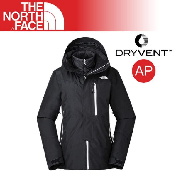 【The North Face 女 DV兩件式防水外套《黑》】3KQX/DryVent /保暖外套/連帽外套//悠遊山水
