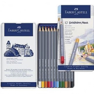 Faber-Castell水性色鉛筆-藍色精緻鐵盒裝12色組 *114212