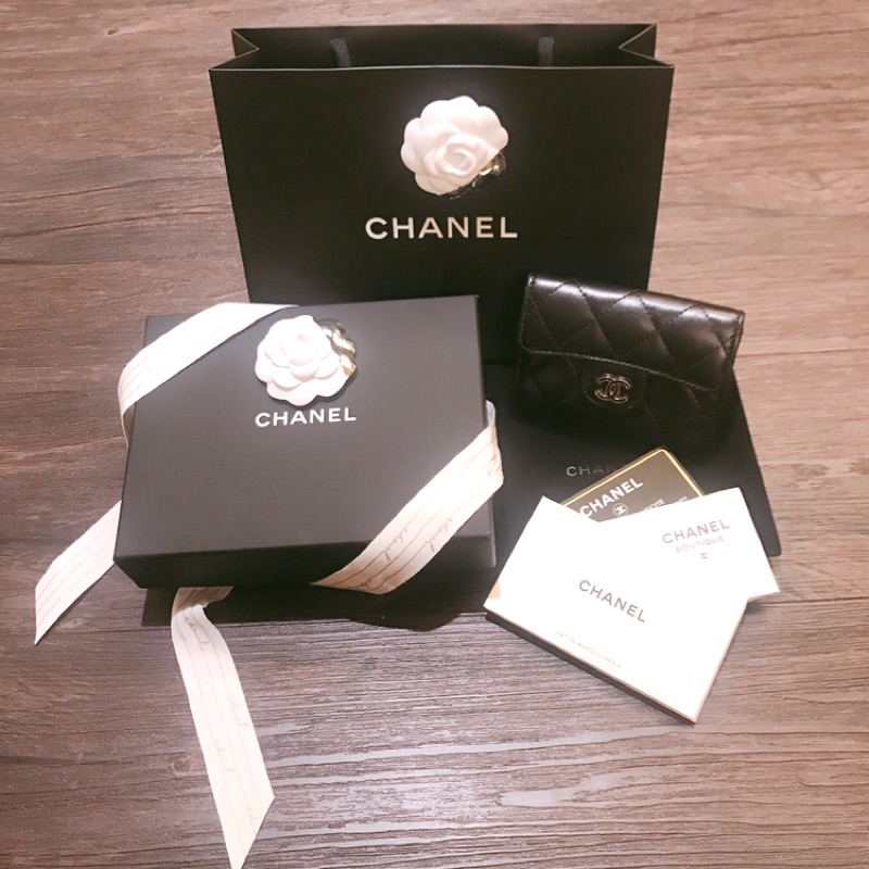 正品二手 Chanel 珐瑯釦 雙層零錢包 👛