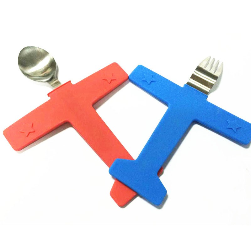 盒裝湯匙+叉子組合 不銹鋼兒童飛機湯匙餐具組 讓寶貝訓練吃飯的好幫手 飛機湯匙 飛機叉子 飛機餐具 蓉媽現貨在台灣