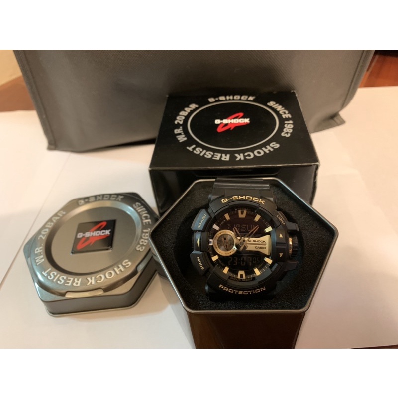 CASIO 手錶 G-SHOCK GA-400GB-1A9黑金 二手/附盒/近全新