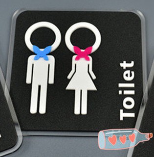 【預購】男女共用廁所告示牌，洗手間廁所盥洗室標示牌廁所標誌指示牌，壓克力WC高檔創意可愛男女化妝室Toilet掛牌
