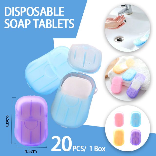 便攜式一次性肥皂清潔香紙迷你泡沫盒顏色隨機戶外旅行、洗手液、花香皂、旅行香皂