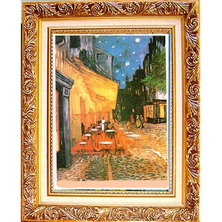 【中幅】Cafe 露天咖啡座-Vincent 梵谷 名畫 壁飾 掛畫 50x40cm