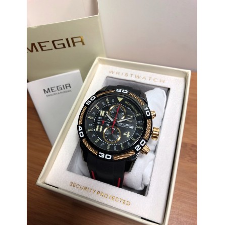 全新 現貨 米格爾MEGIR 2045 型男運動 多功能計時 石英錶 金鋼索